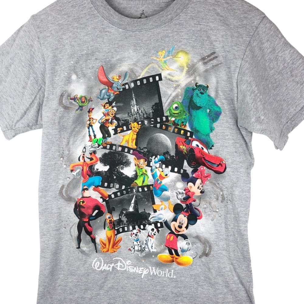 Walt Disney World Gray Graphic T Shirt Women's All Over Characters Movie Film - Picture 6 of 14